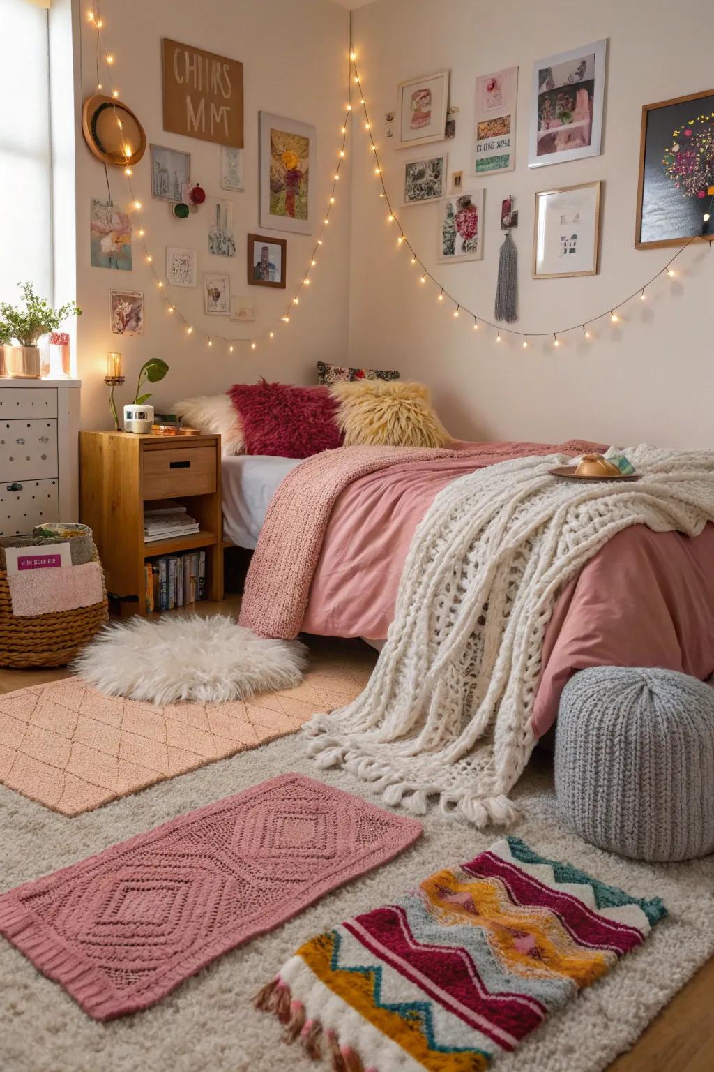 Blending textures adds richness and interest to a room.