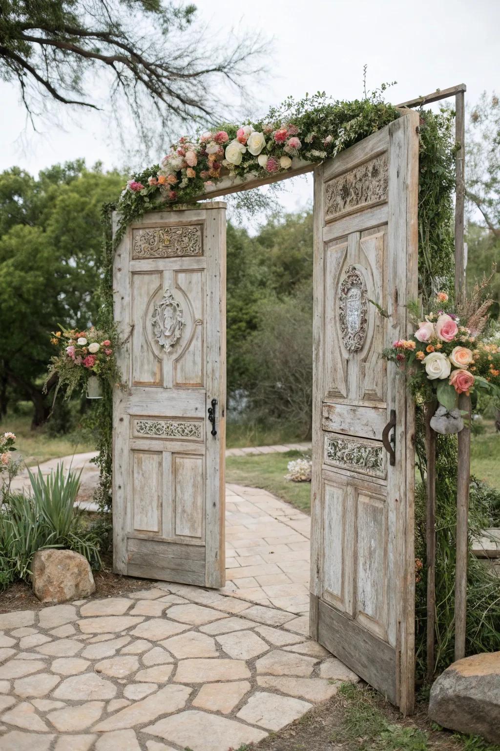 A vintage door arch, providing a nostalgic and intimate atmosphere.