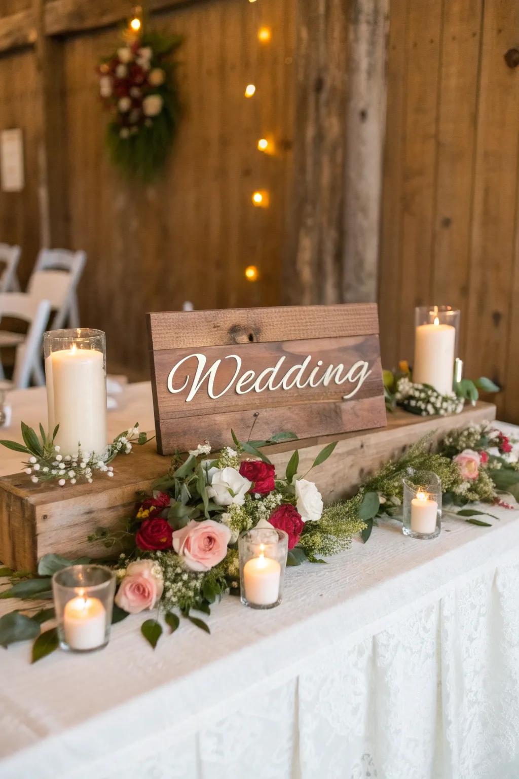 Charming timber markers adding a personal touch to the main table.
