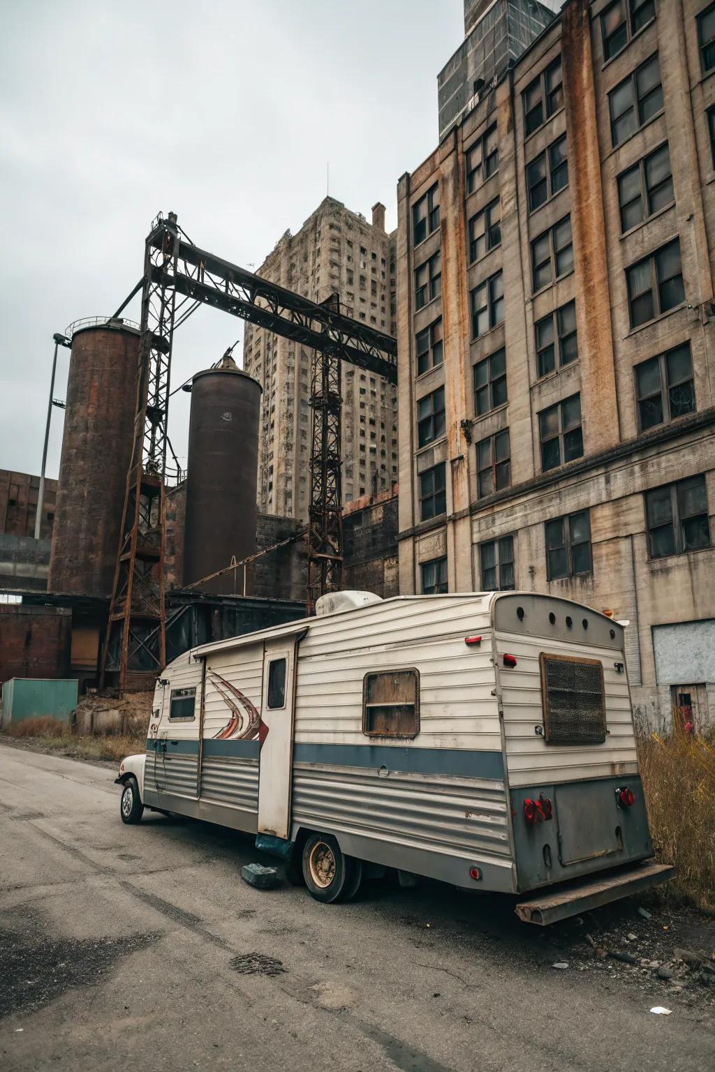 Corrugated metal siding brings an industrial, chic vibe to your RV.
