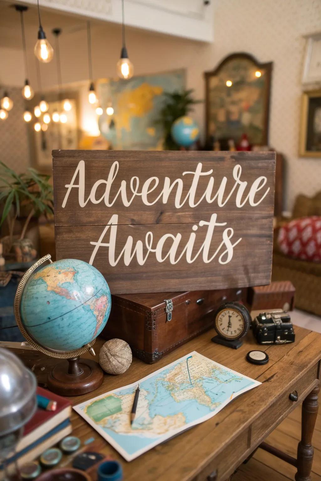 Inspire your wanderlust with 'Adventure Awaits.'