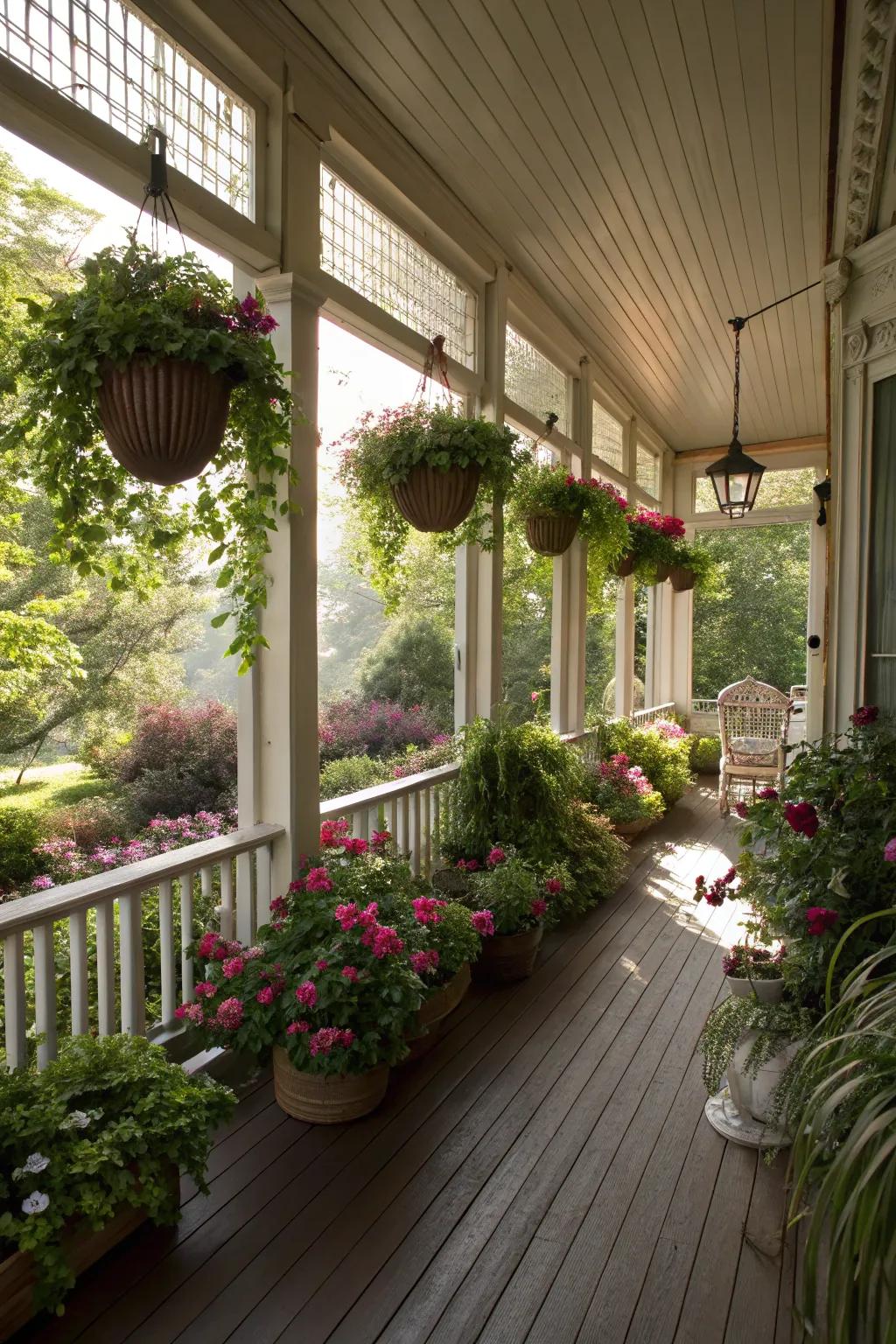 A floral-infused porch channels nature&rsquo;s elegance to your doorstep.