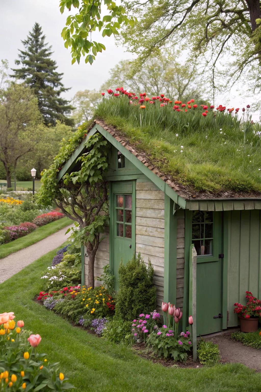 A lively green rooftop that assists surrounding wildlife.