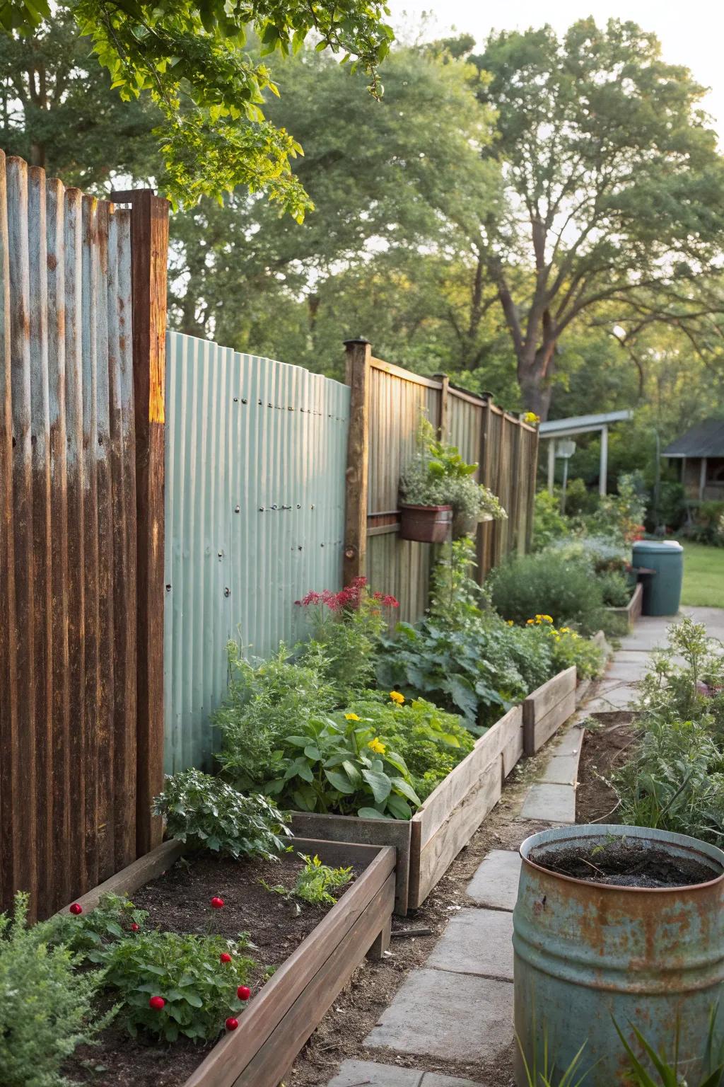 Reclaimed materials bring sustainability and style to this fence.