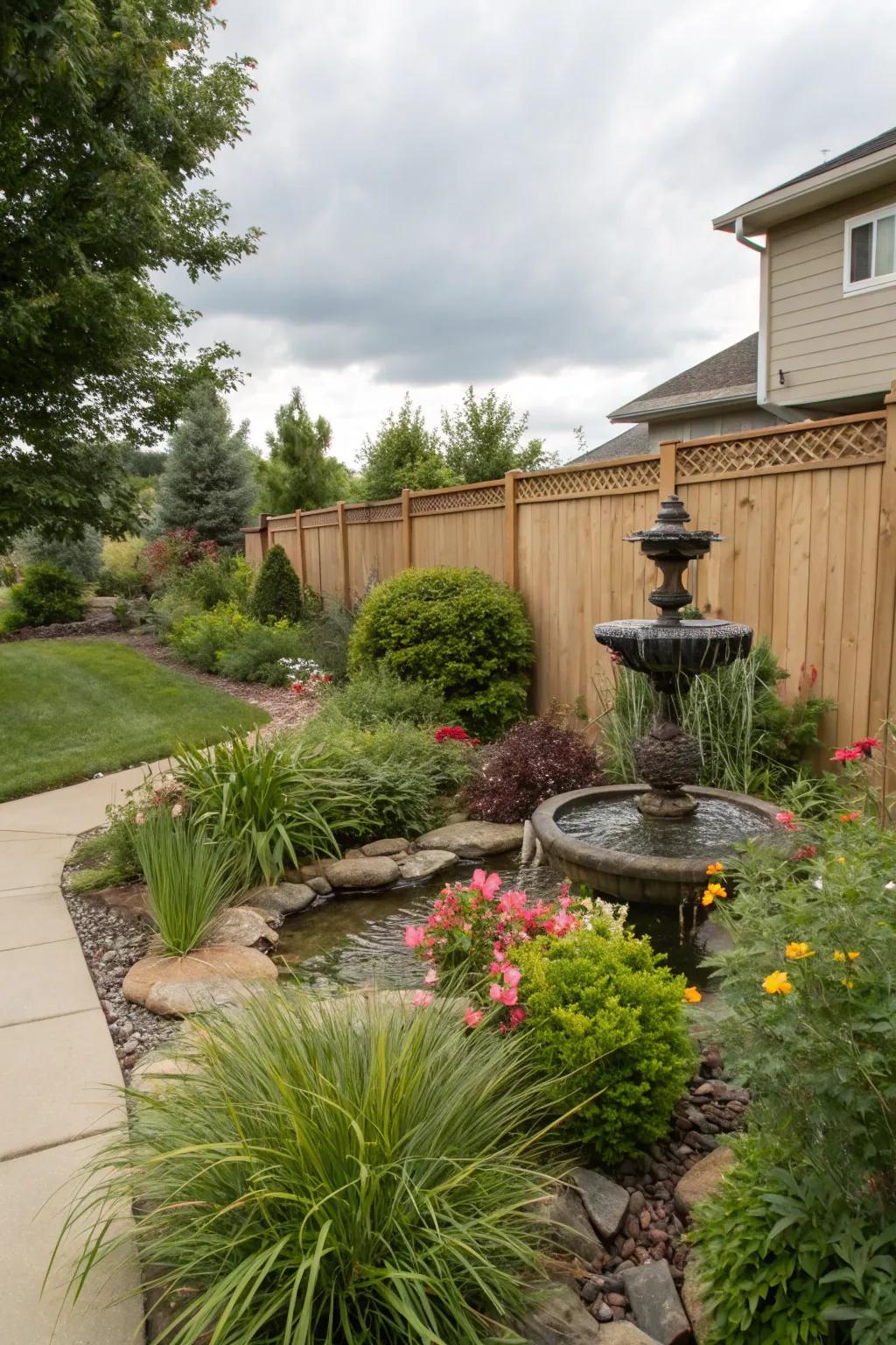 A water feature brings peace to your patio.