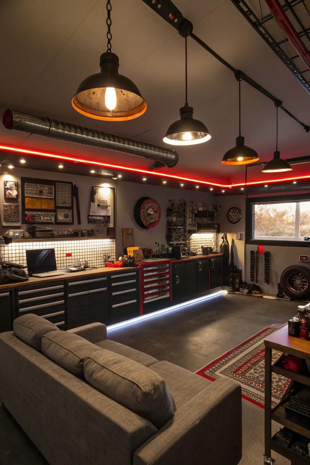 Mood-setting lighting that transforms the space.
