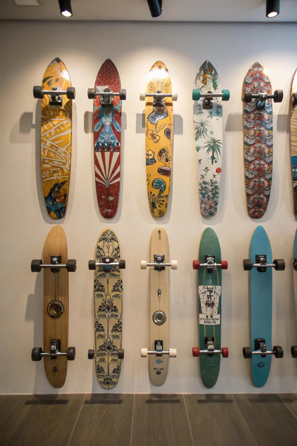 Find balance with the symmetry of skateboard design.