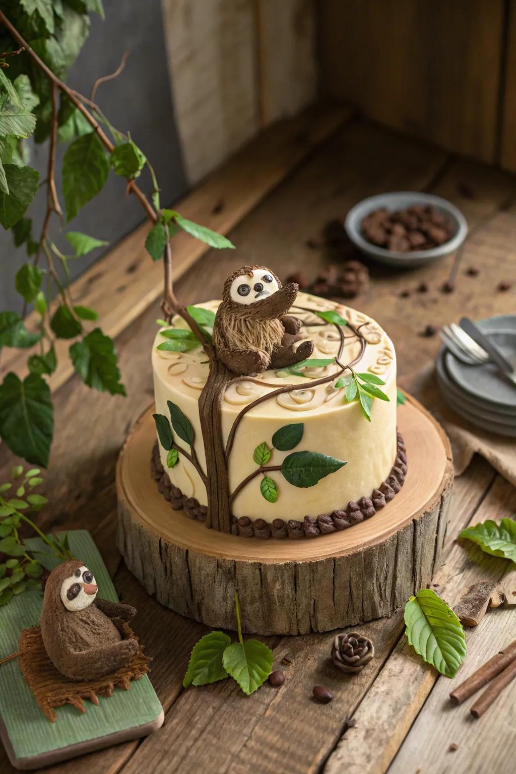 Earthy tonalities render this slumbering creature cake naturally compelling.