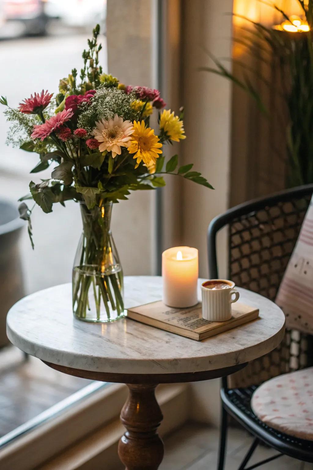 A petite table combines function and charm.