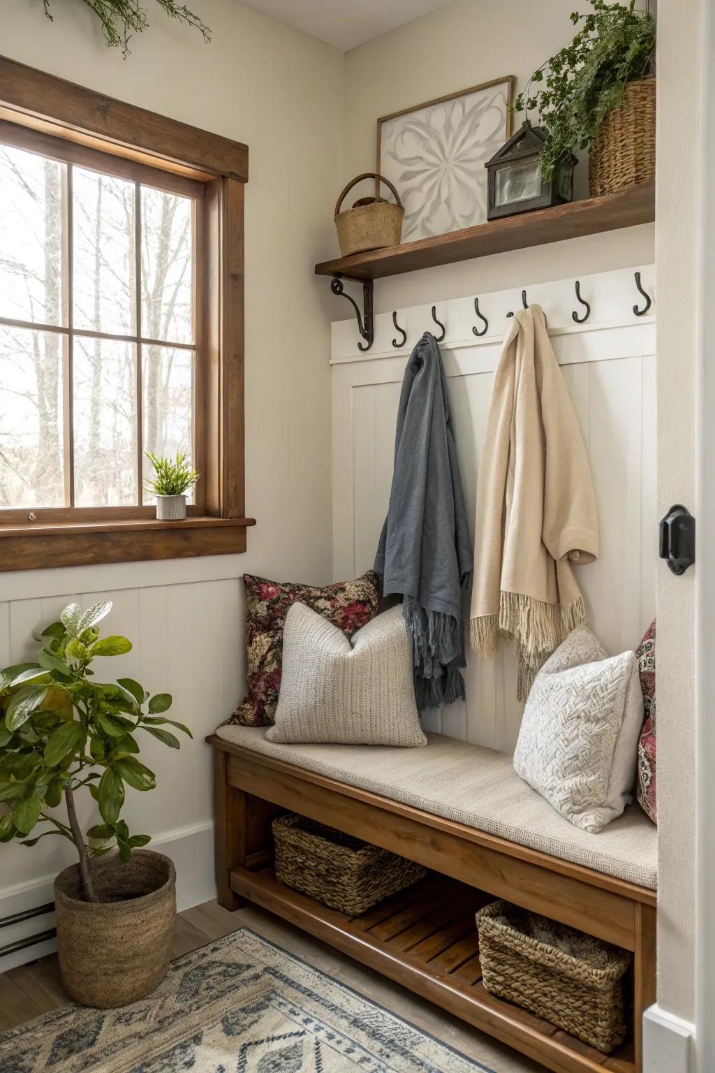 A delightful corner nook that maximizes every inch.