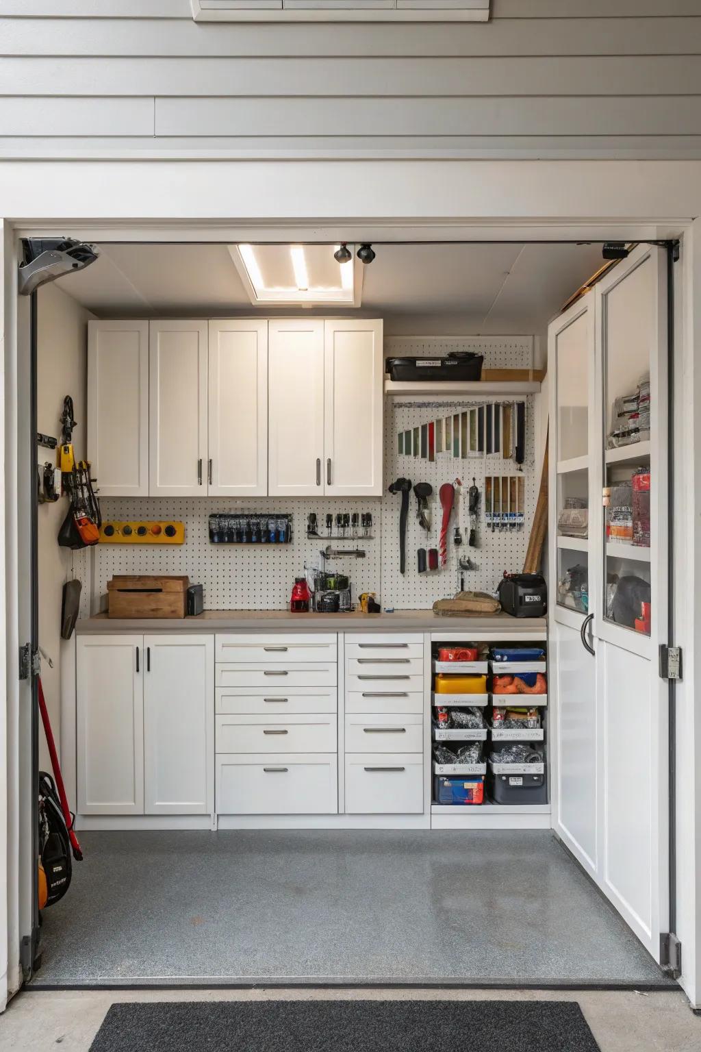 Tailored cabinets use every inch of your garage, offering unmatched storage.