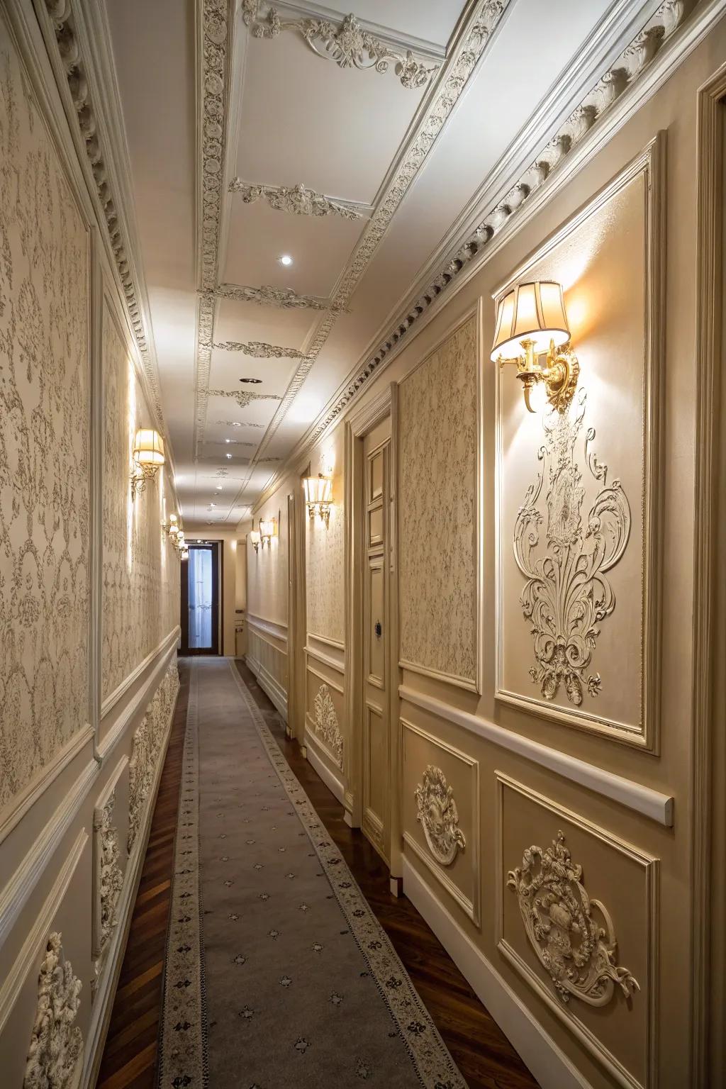 Accents bring a hint of class to small hallways.