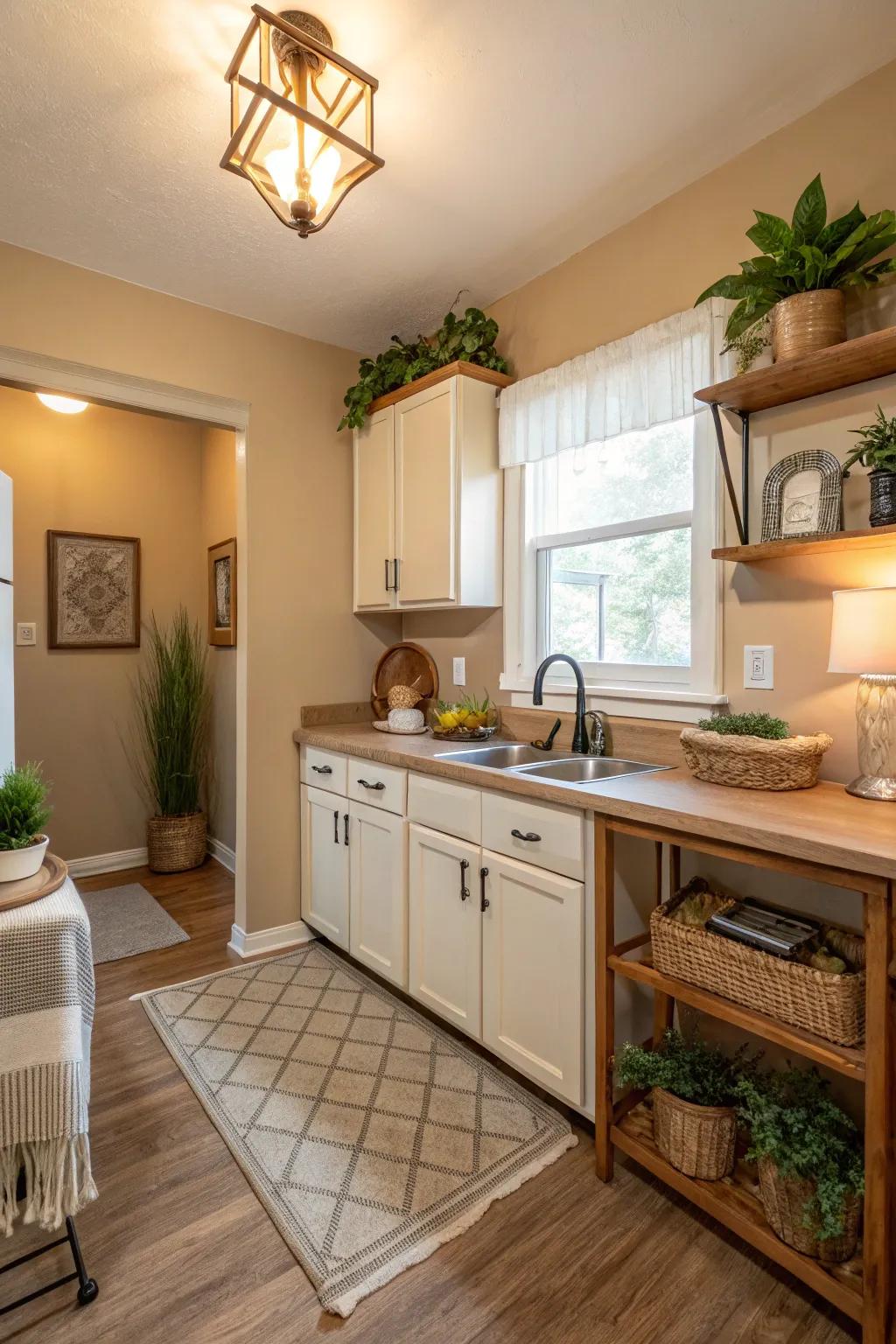 Balmy neutrals cultivate an ageless and inviting atmosphere.