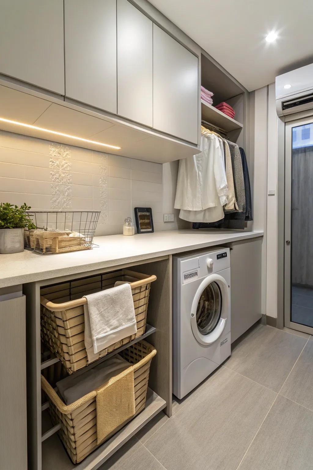 For added convenience, a folding station blends seamlessly into small spaces.