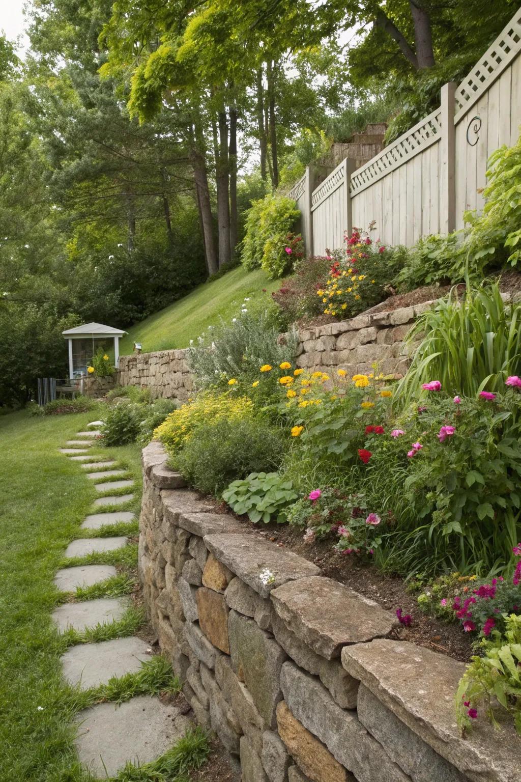 Retaining structures skillfully manage slopes while imbuing allure.