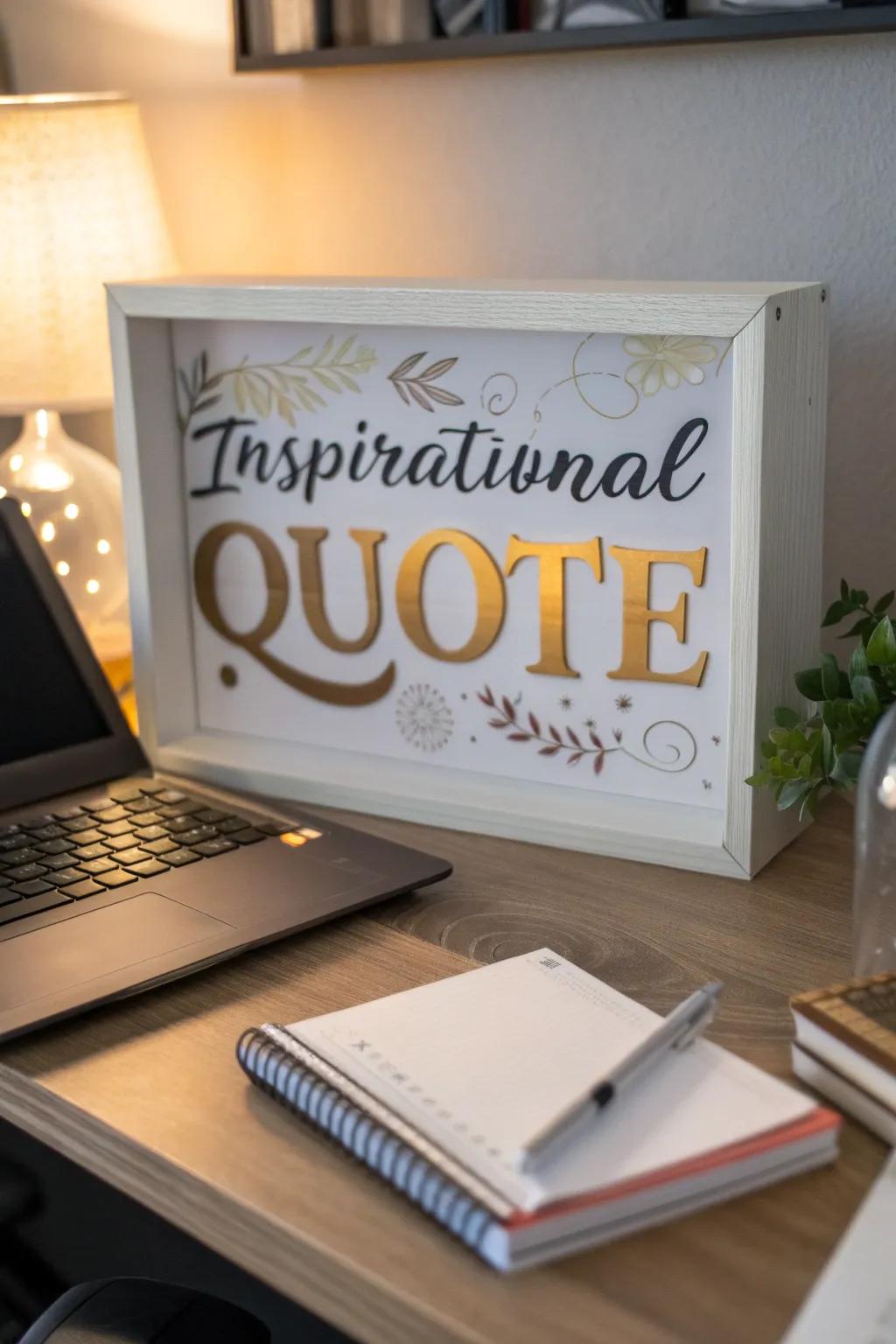 Stay inspired with a motivational quote-filled shadow box.