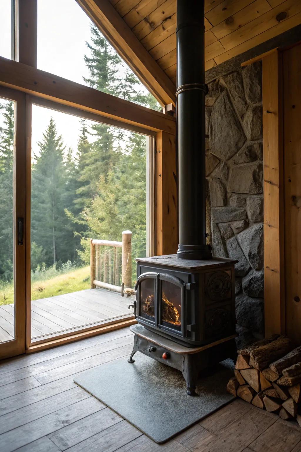 Daylight complements the heat from a furnace for a snug setting.