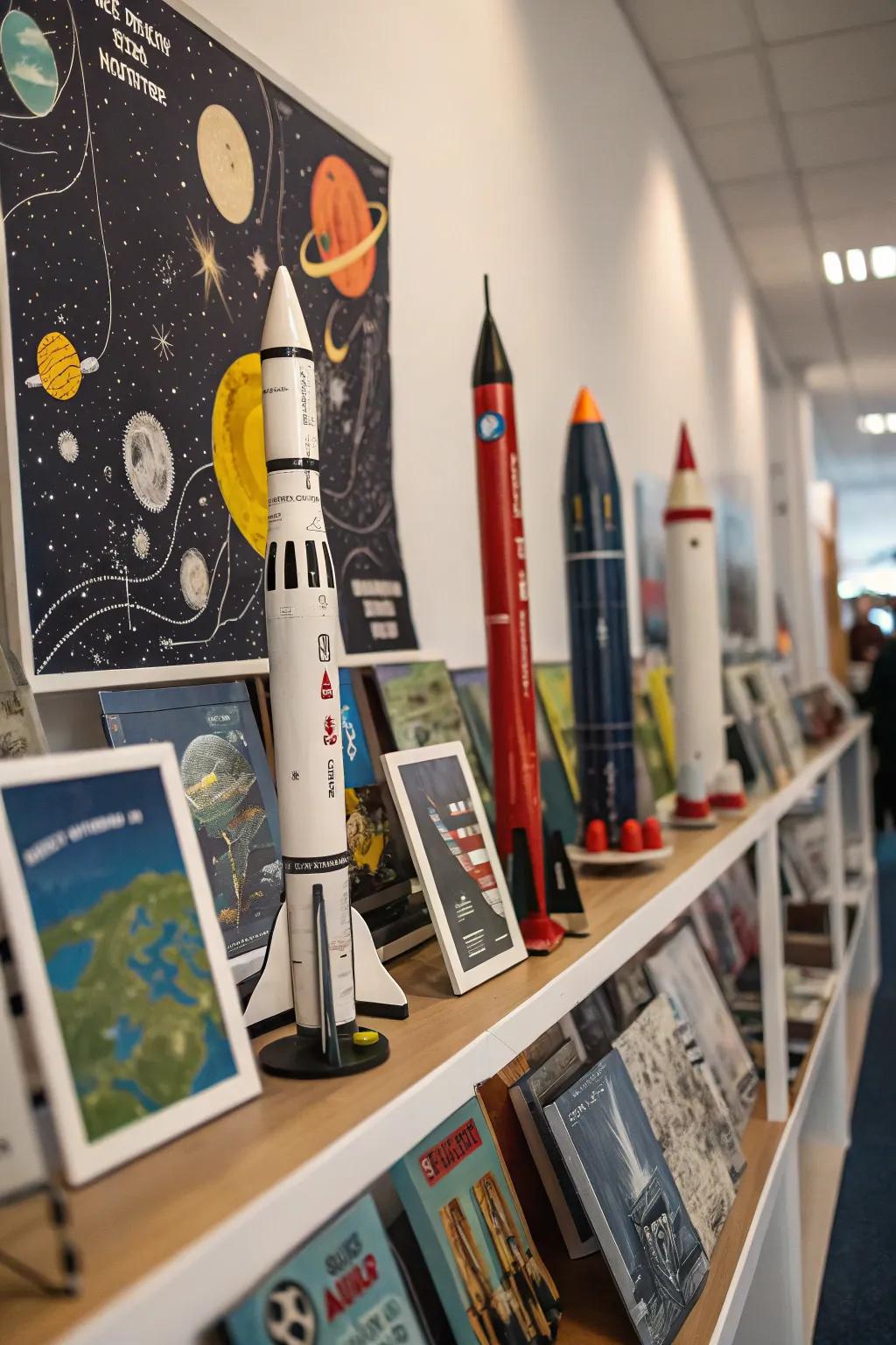 Decorations like model rockets add layers of interest.