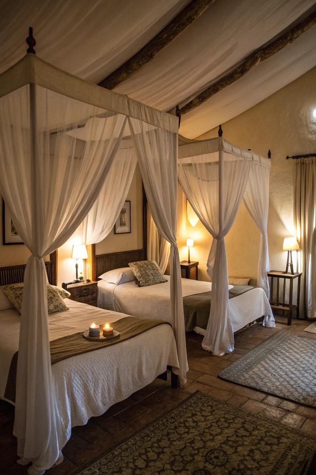 Canopies offer privacy and create a sense of personal space.