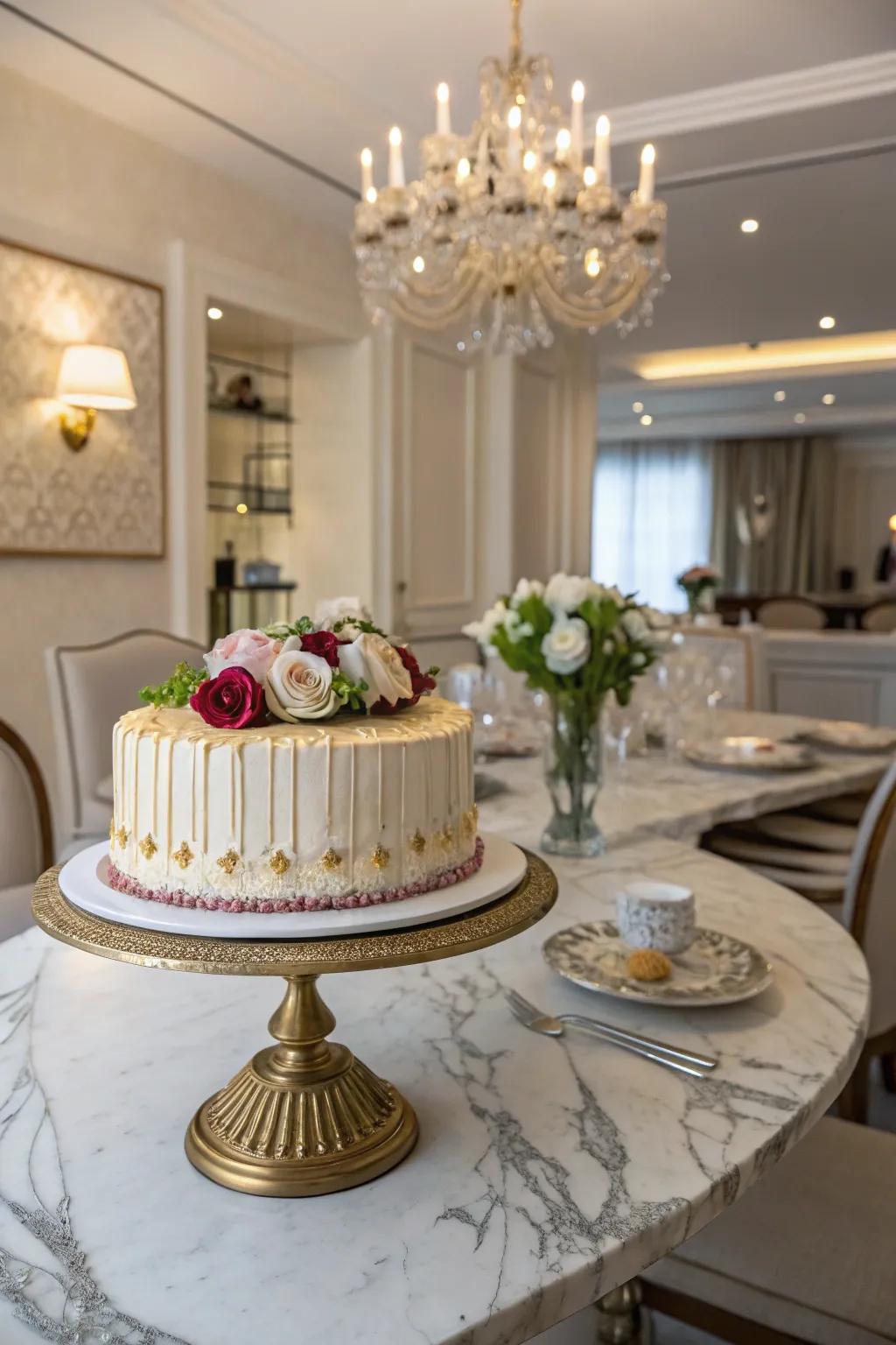 A chic cake stand complementing every birthday cake.