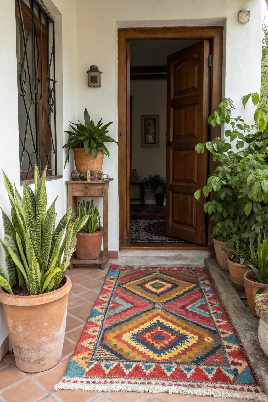 A radiant entryway establishes the atmosphere for an upbeat abode.