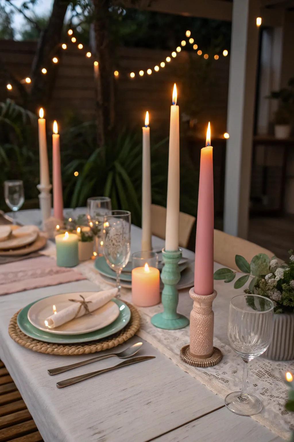 Candlelight adds charm and warmth to the setting.
