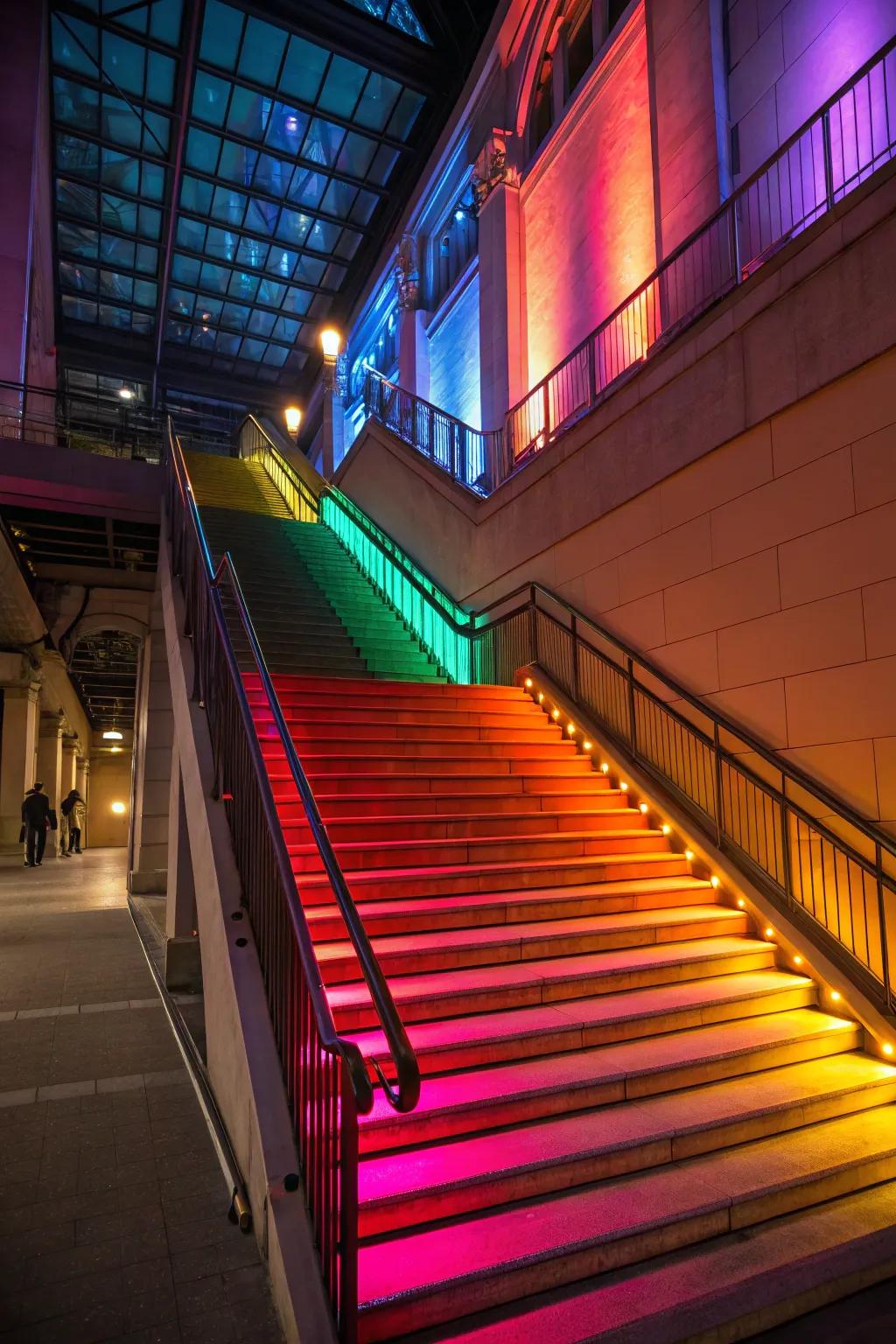 Colored lighting adds a playful and dynamic touch.