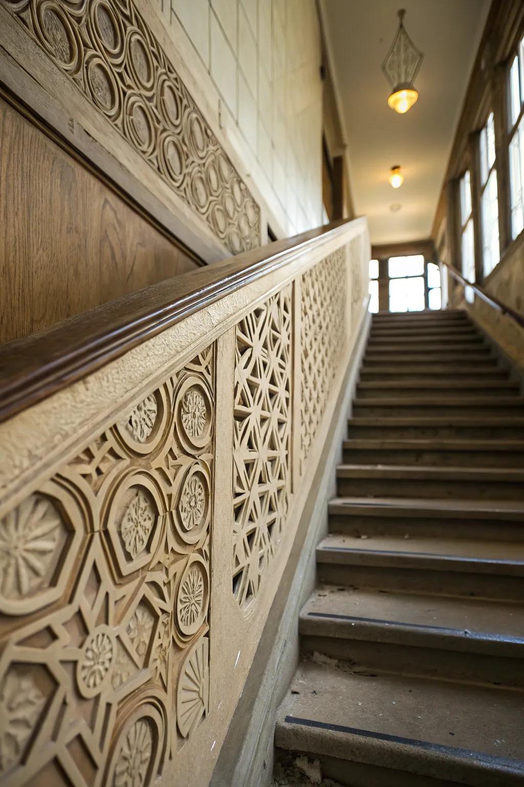 Geometric border designs create an artistic statement.