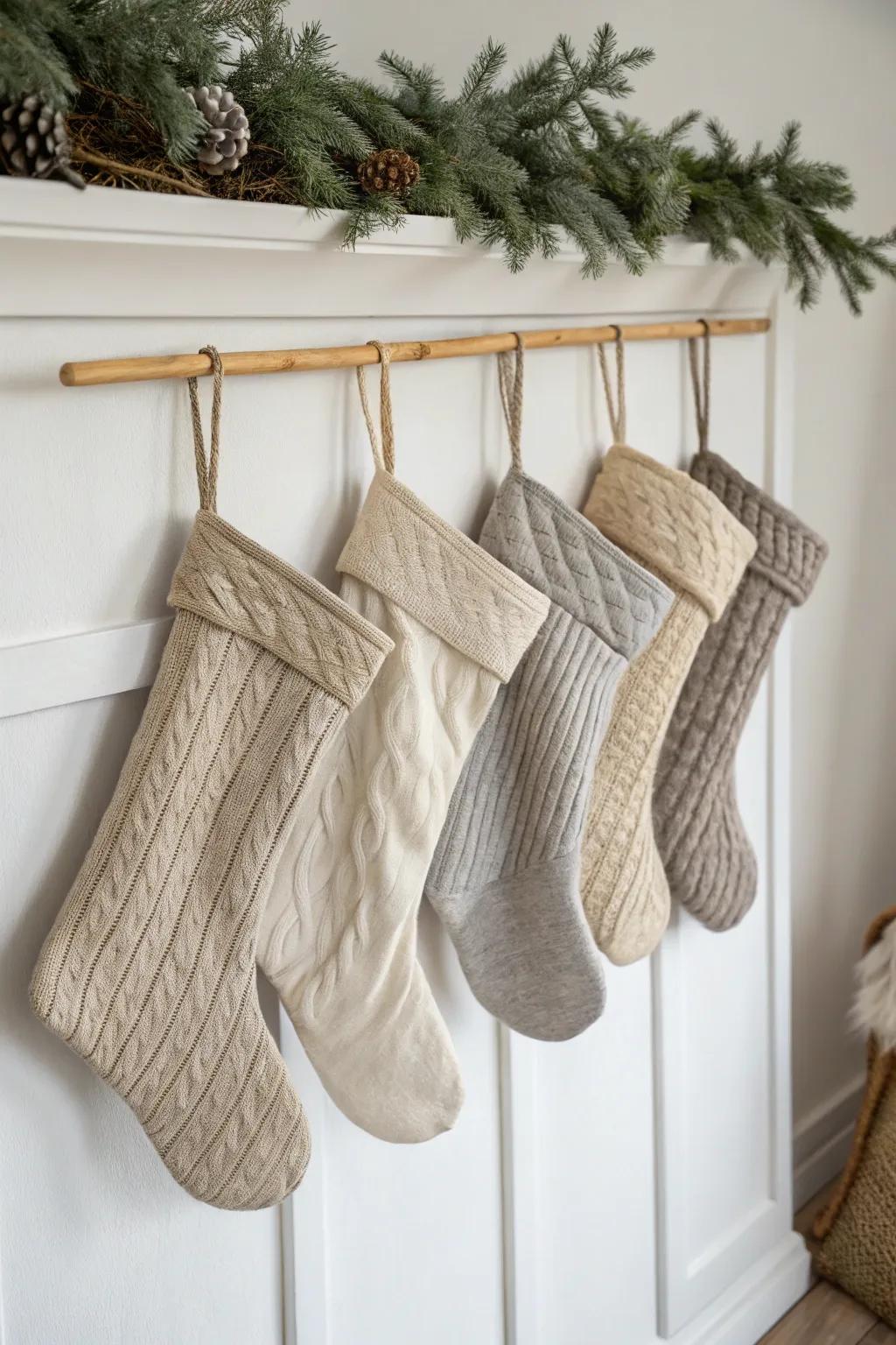 Color-coordinated stockings enhance any decor theme.