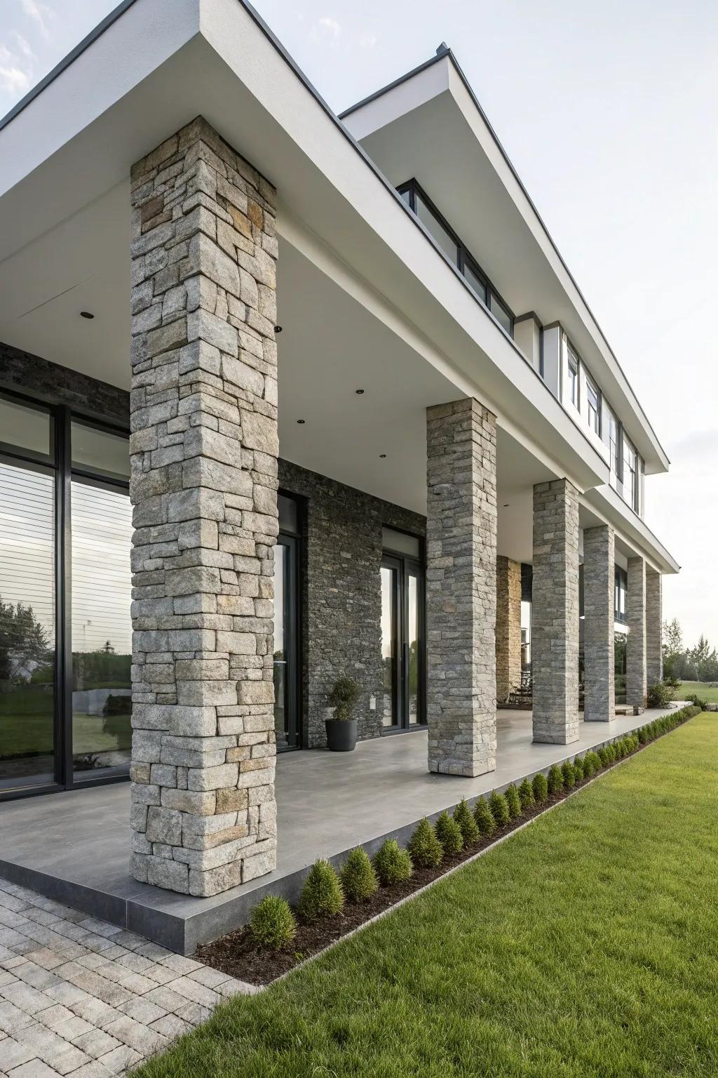 Make a striking architectural statement with rock columns.