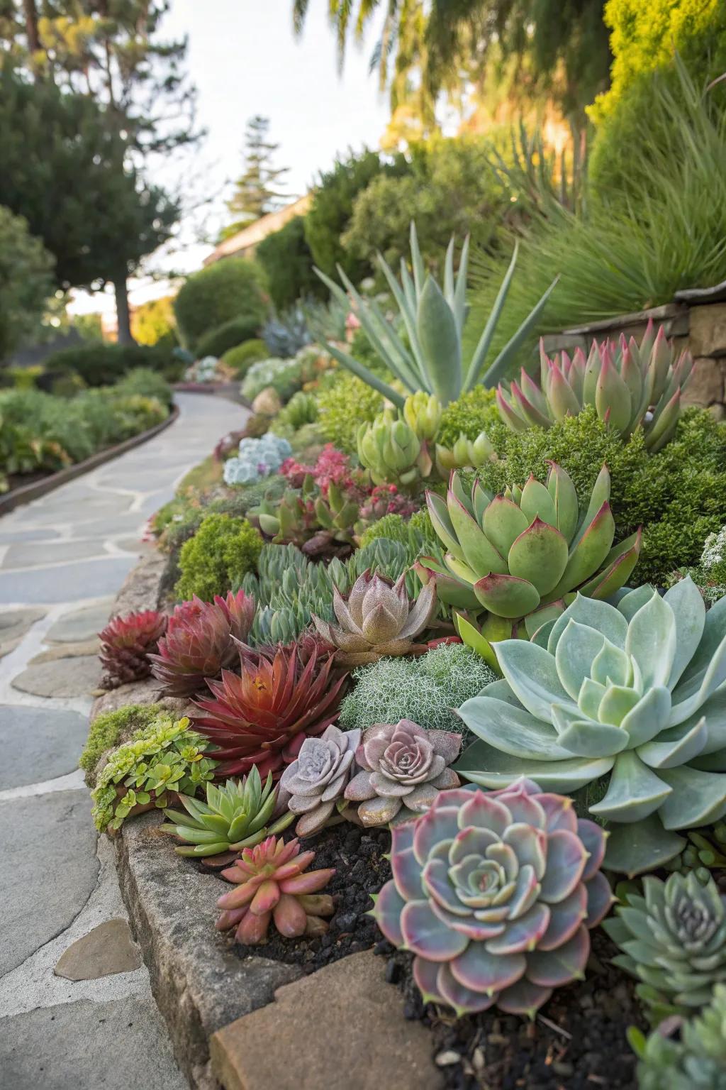 A captivating mix of colorful and textured succulents.