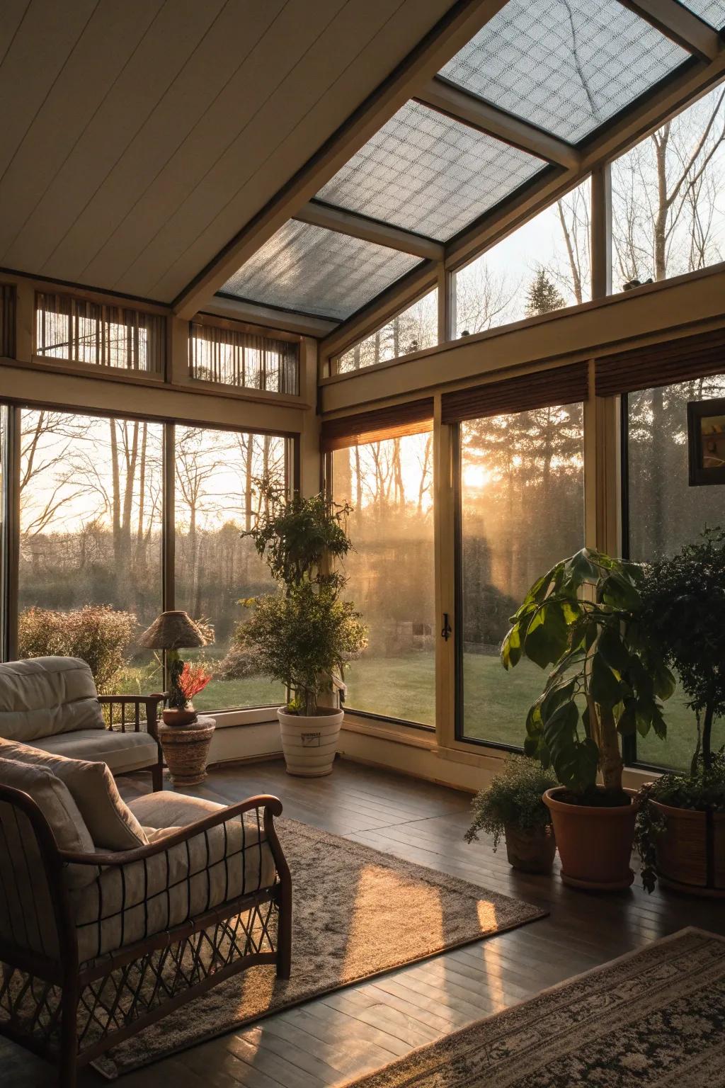 Colored glass windows ensure seclusion while maintaining style.