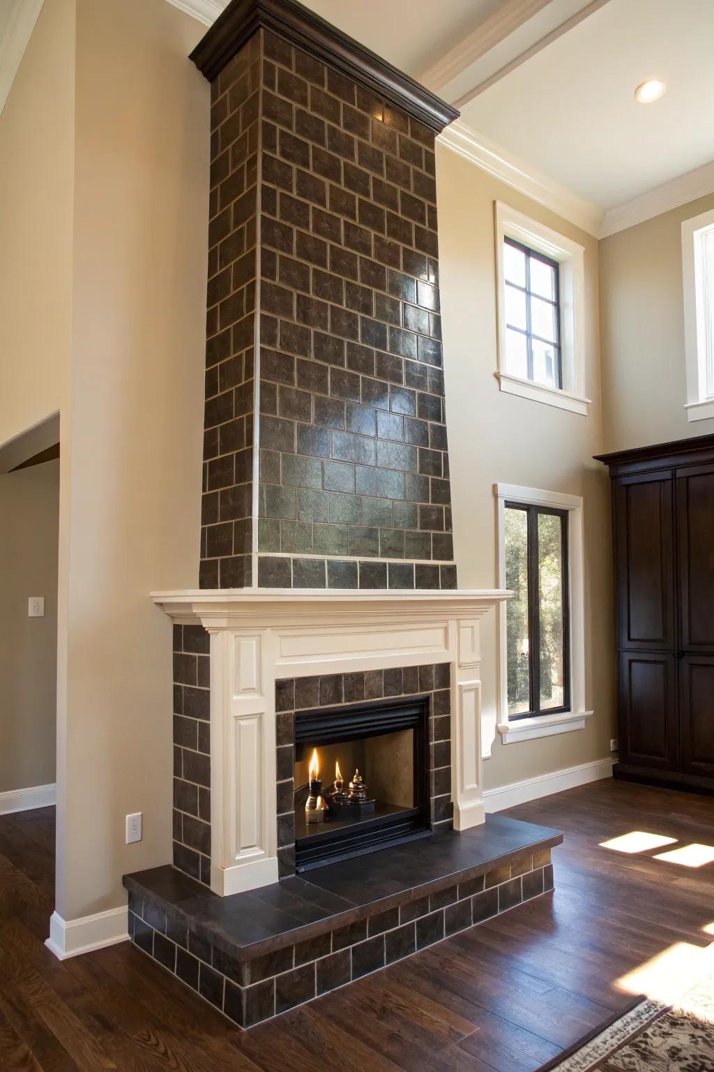 Hue oppositions fashion a theatrical focal point within a room.