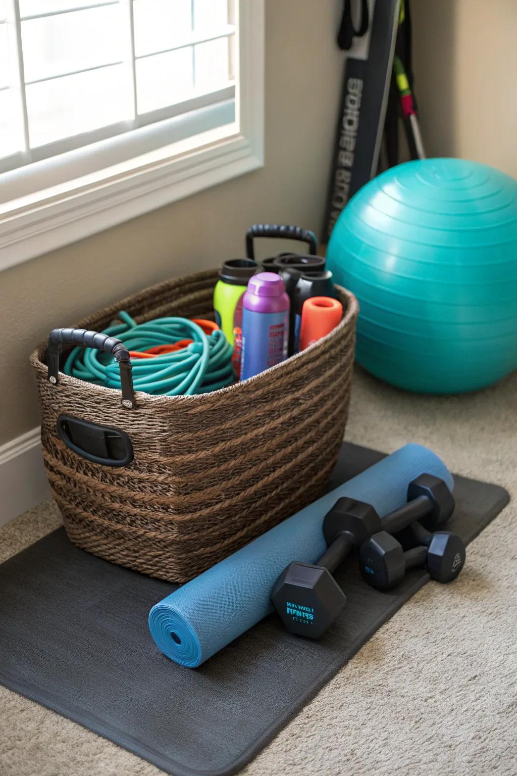 Promote a fitness-focused way of life using athletic accessories nestled in the Easter basket.