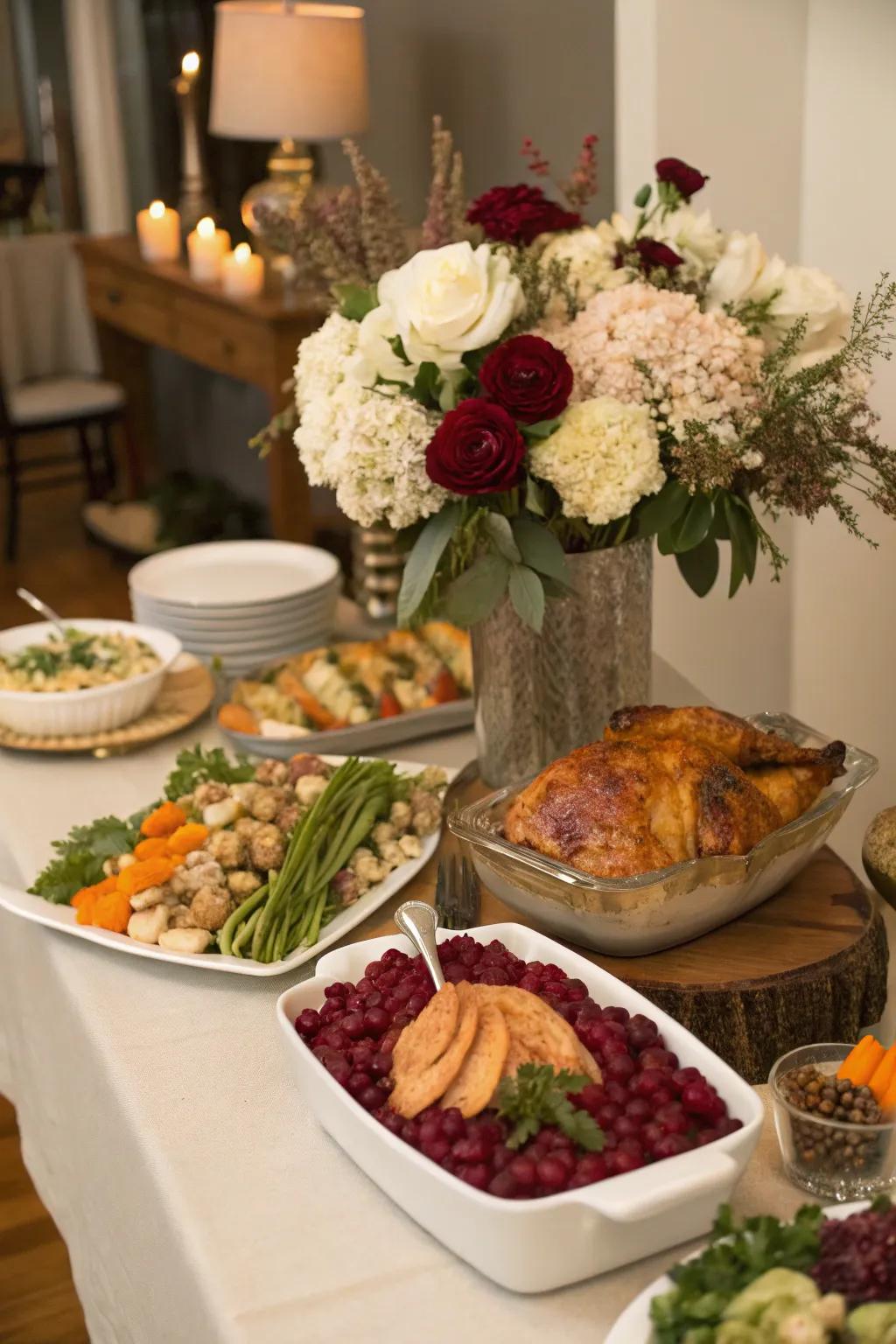 Floral arrangements add a touch of elegance and color.