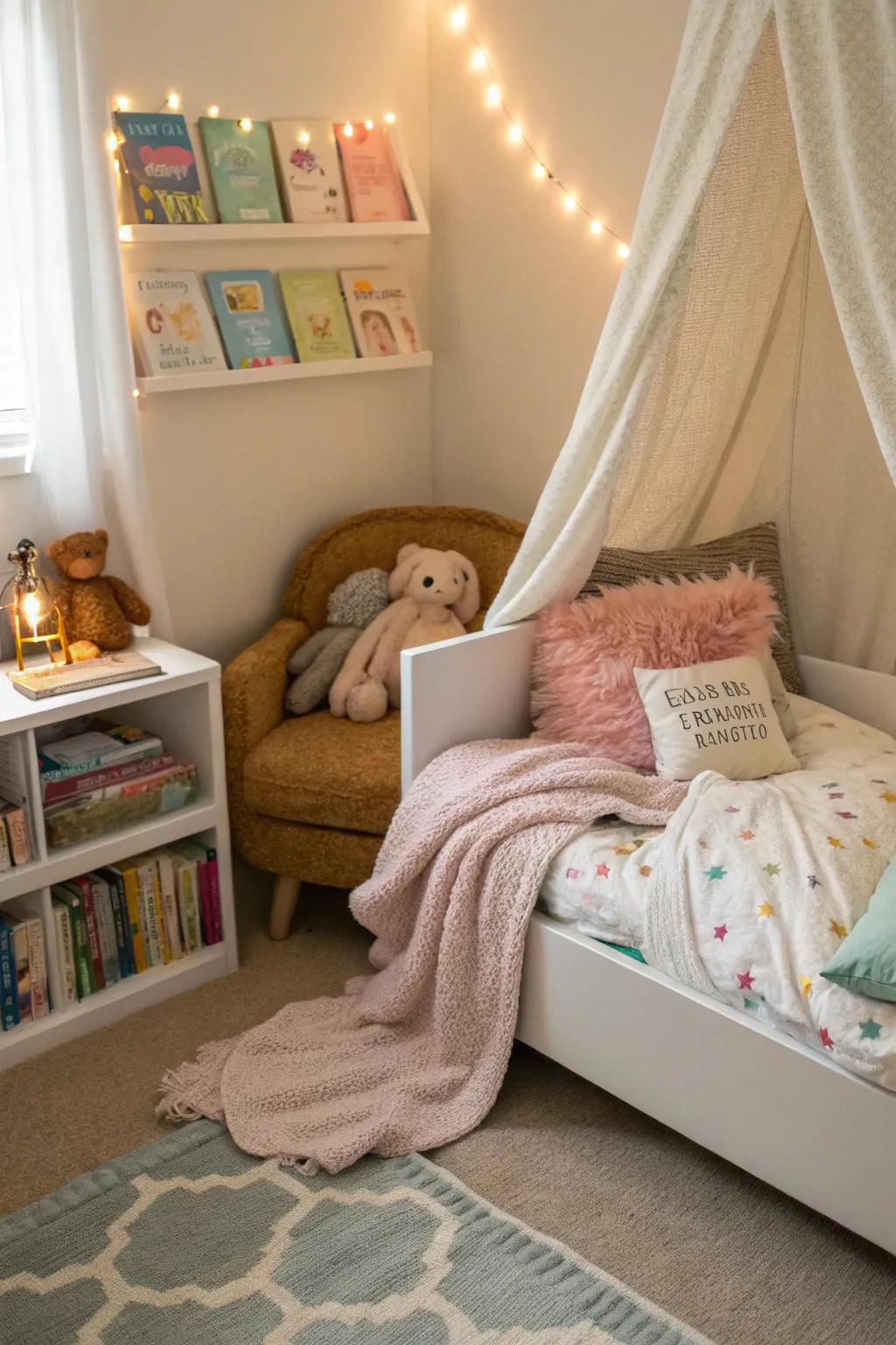 Comforting textiles that make the bed warm and welcoming.