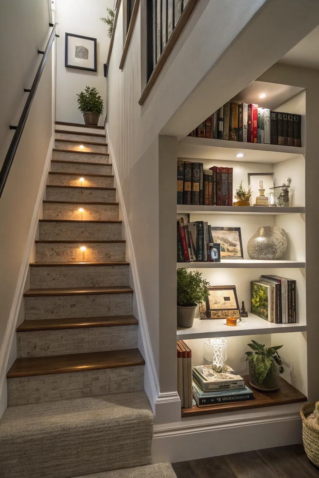 Shelving supplies an elegant display space.