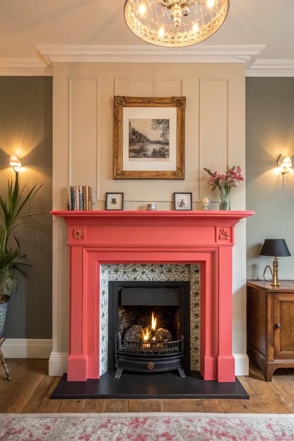 A striking chimney hue reshapes the room&rsquo;s spatial dynamics.