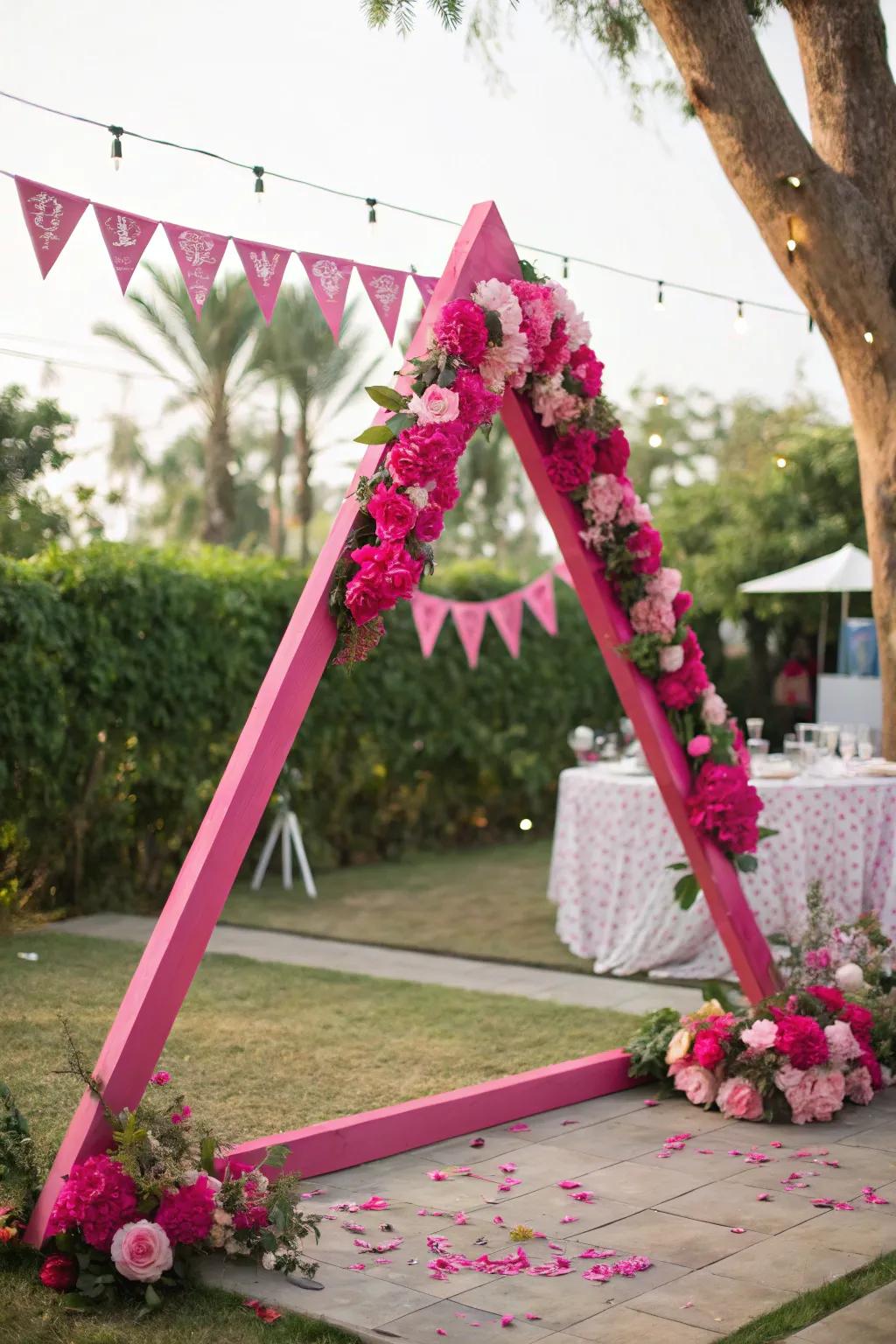A daring triangle arch injecting a burst of color and thrill.