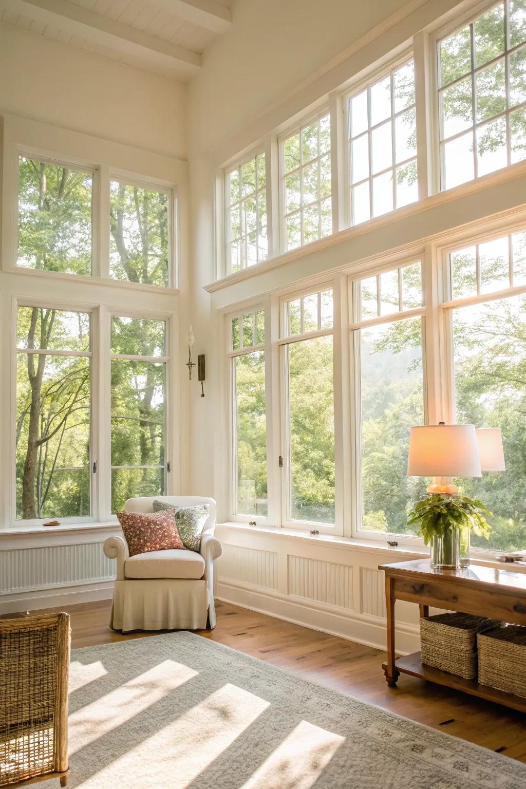 Natural light creates a bright and airy atmosphere.