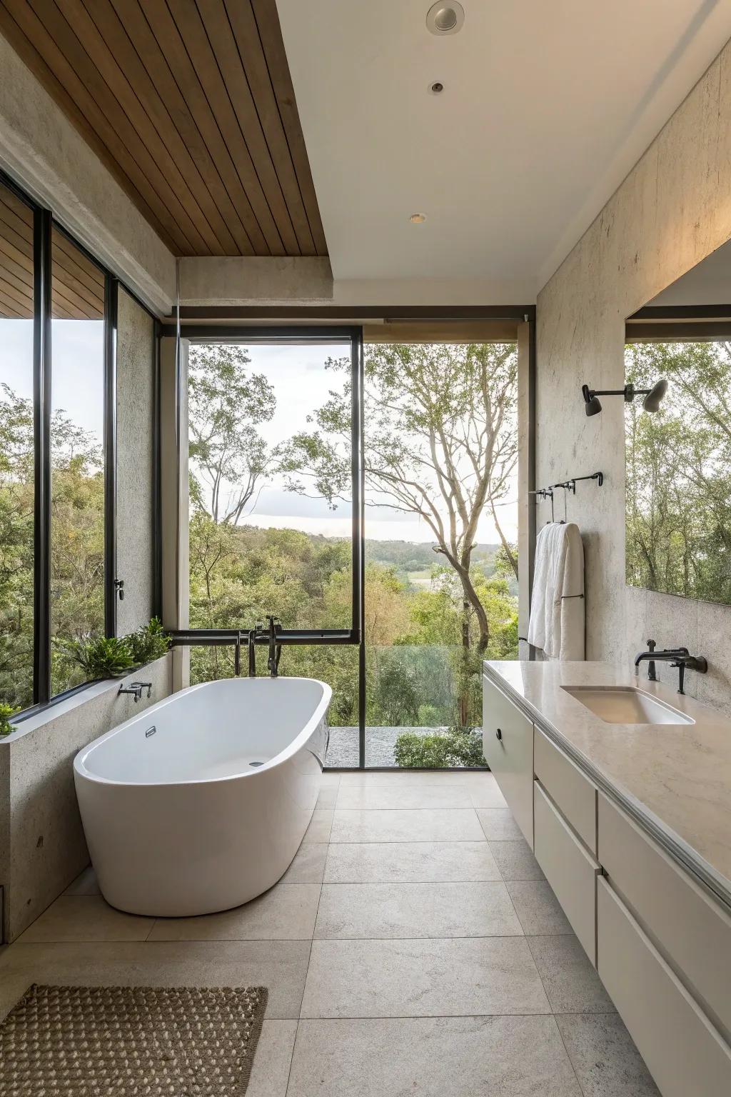 A minimalist bathroom design featuring crisp lines and an uncluttered aesthetic.