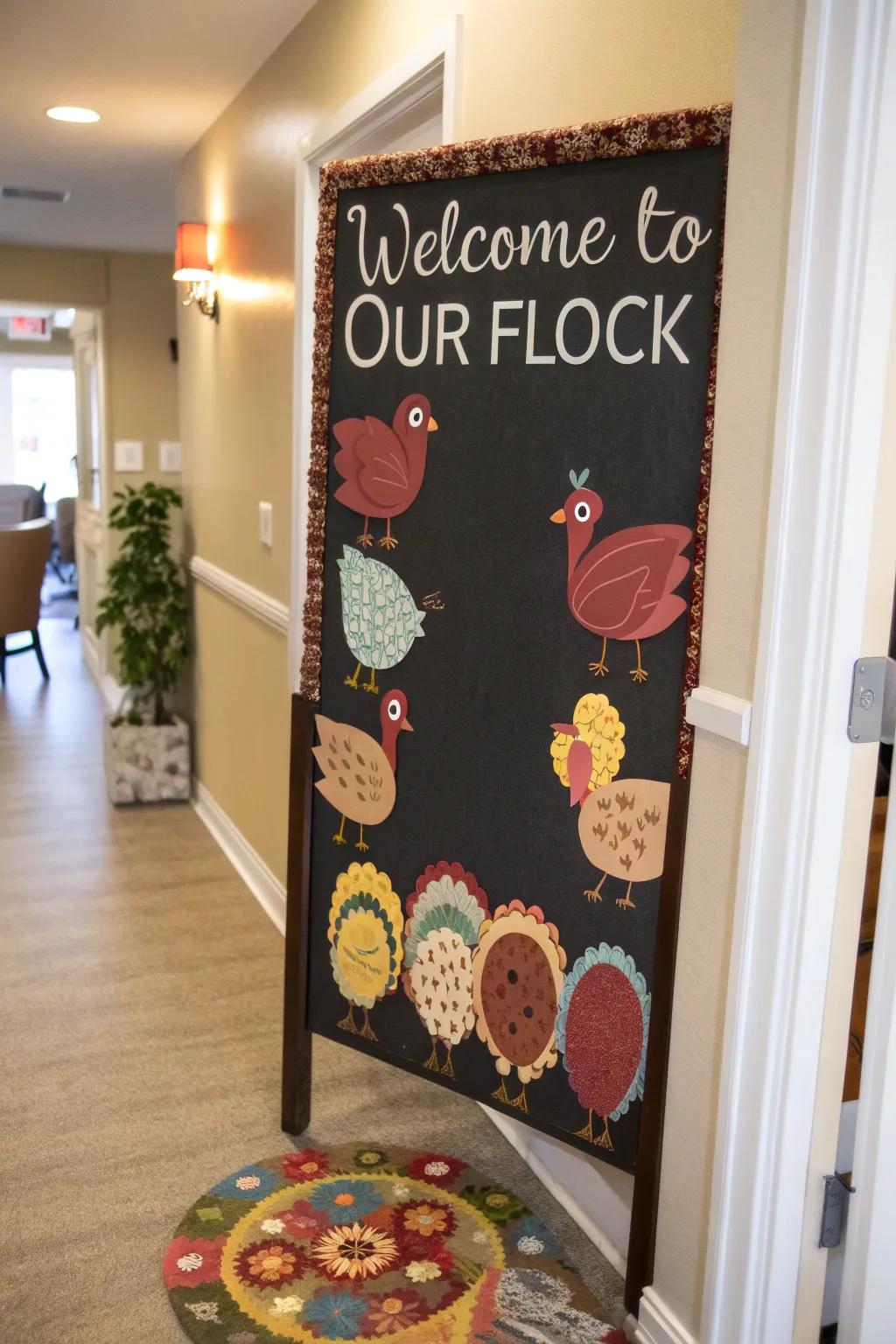 A warm welcome with personalized turkeys for each guest.