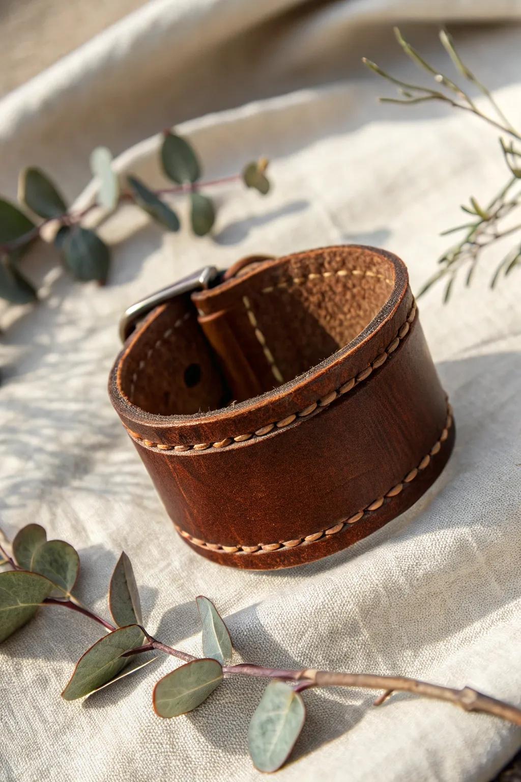 Embrace rustic elegance through handcrafted hide wristbands, where sustainable practices meet standout style.