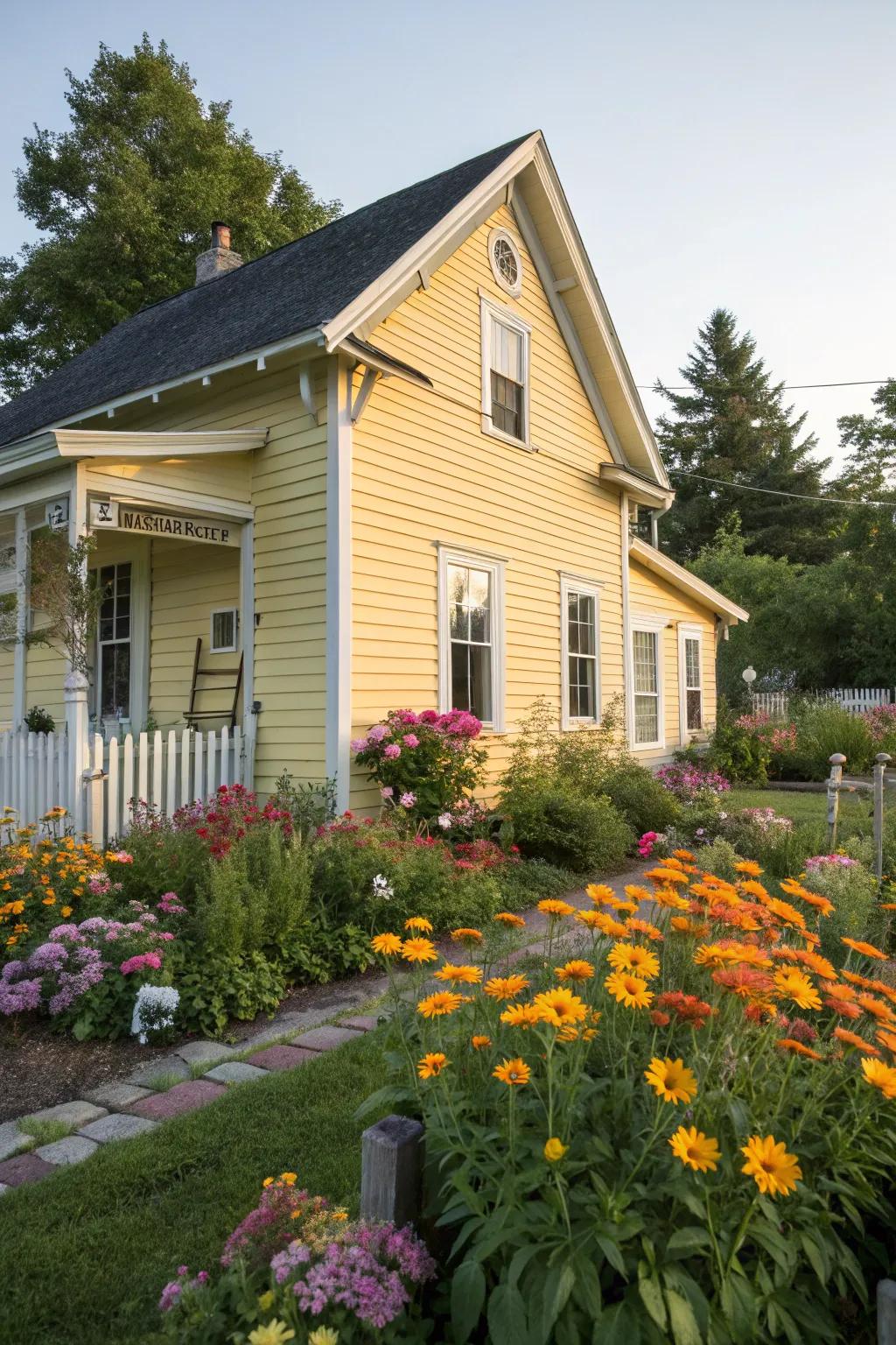 Sunshine yellow siding makes a cheerful statement.