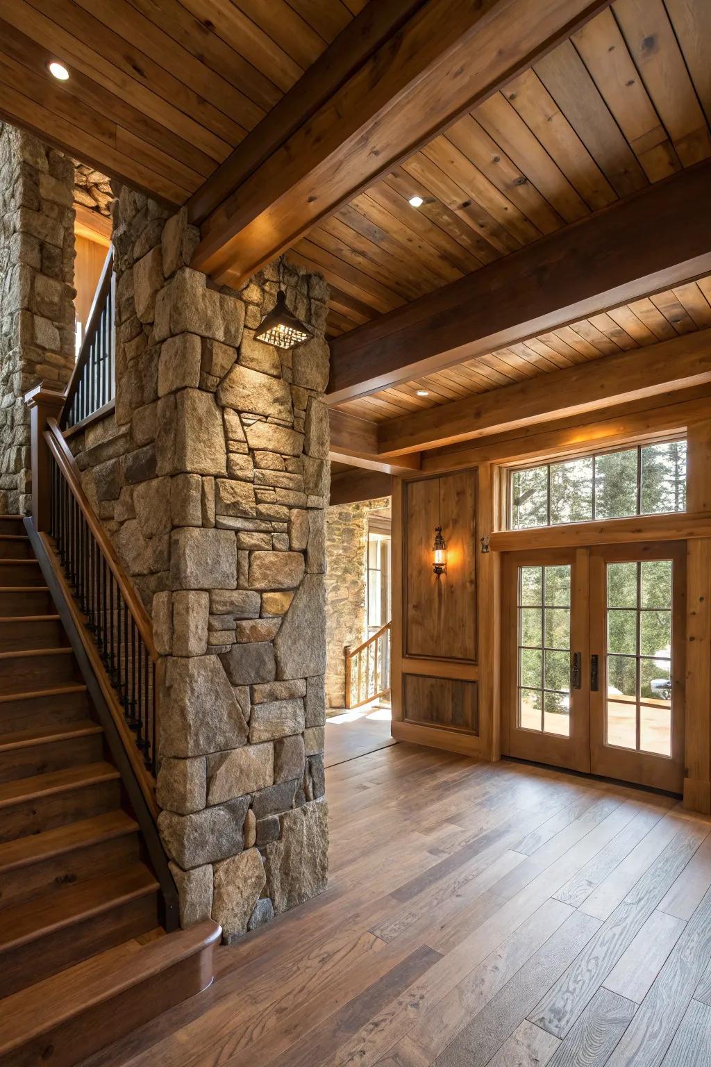 Natural elements adding warmth and texture.