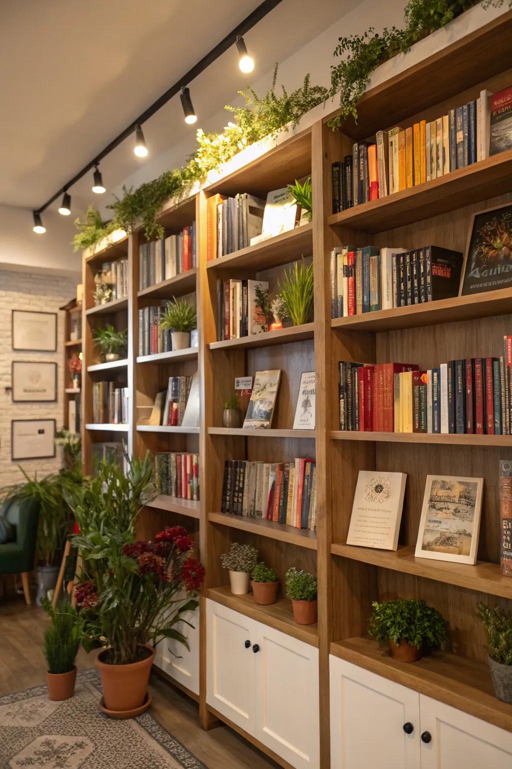 Combining books with decorative items enlivens your shelves, adding personality and visual interest to your decor.