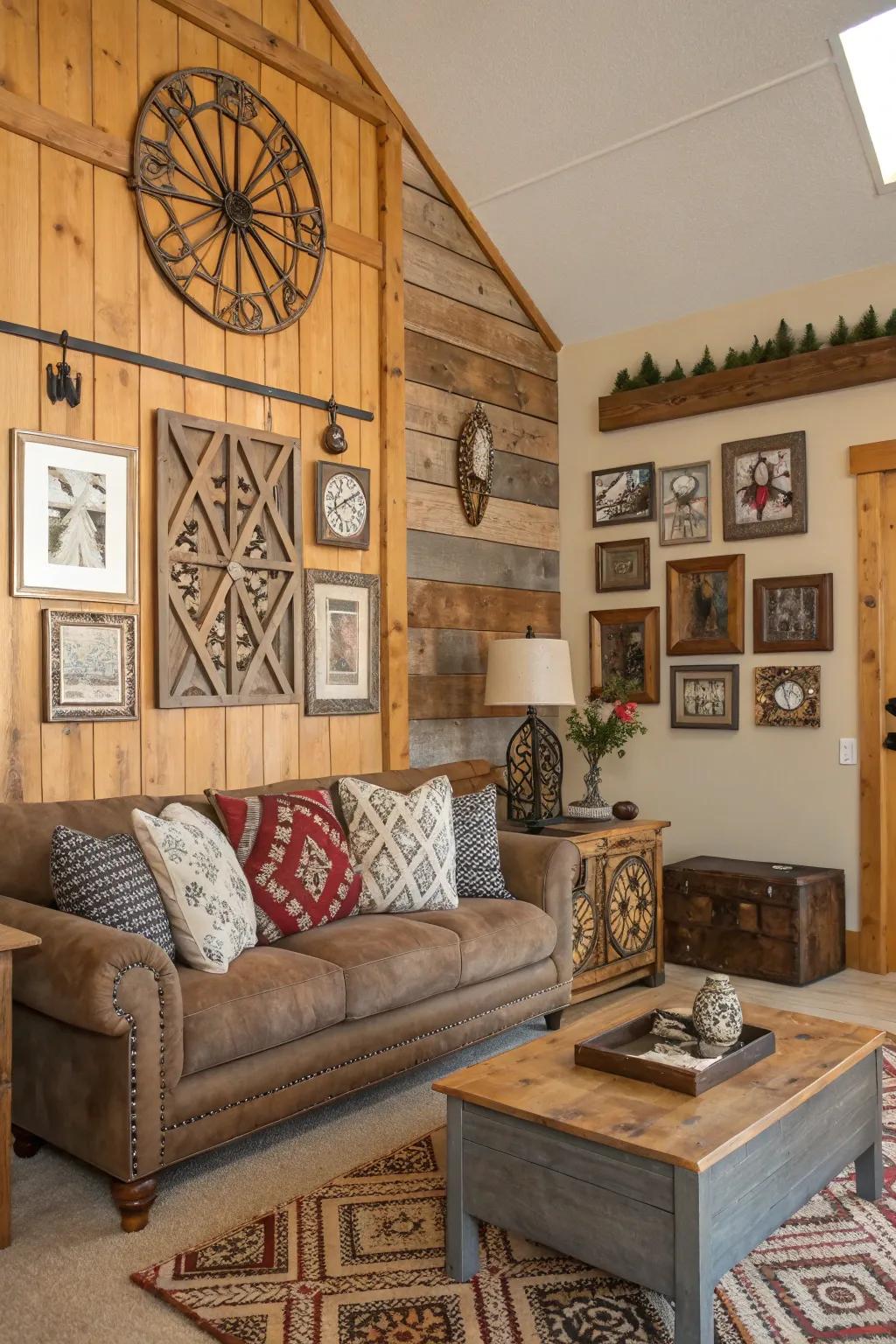 Country style with a touch of nature in a wall collage.