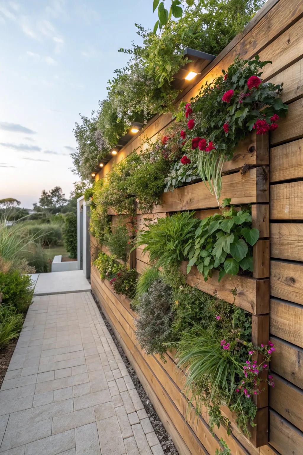 Blend timber and greenery for a refreshing design.