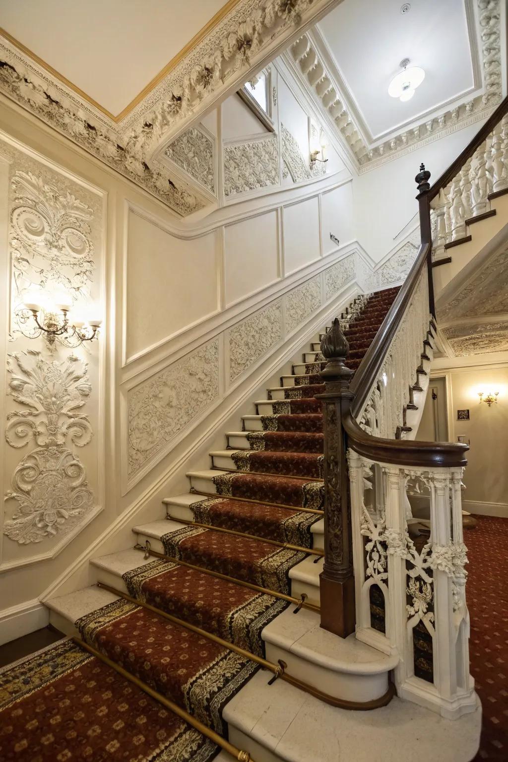 Enhance your staircase with decorative moldings.
