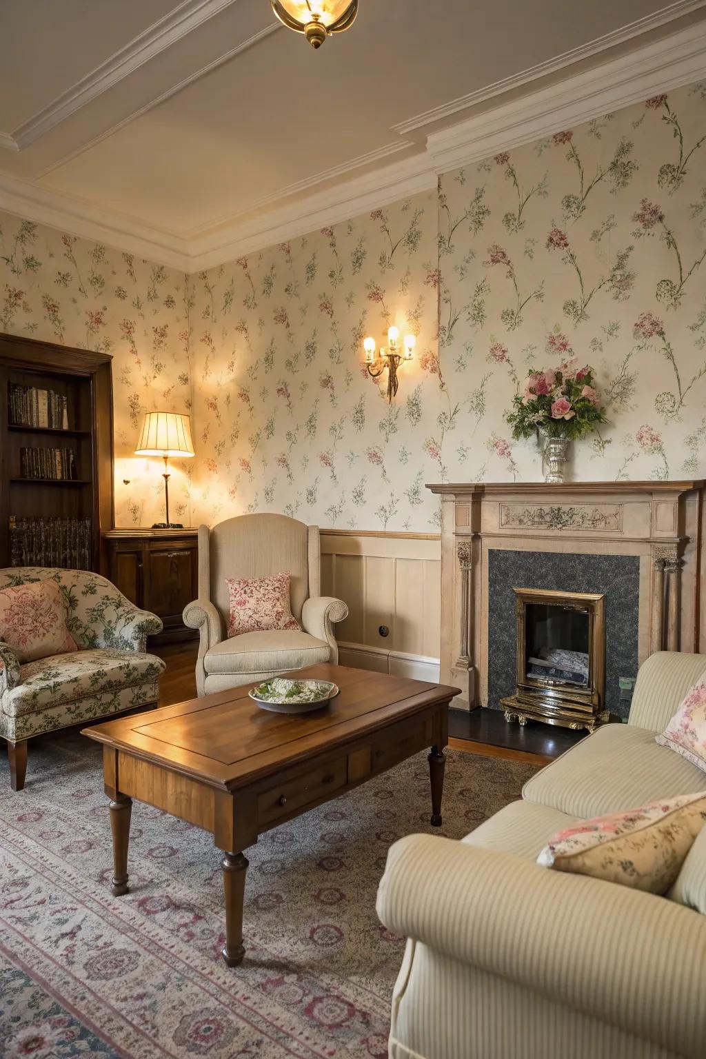 Capture ageless elegance using vintage-inspired wallpaper patterns.